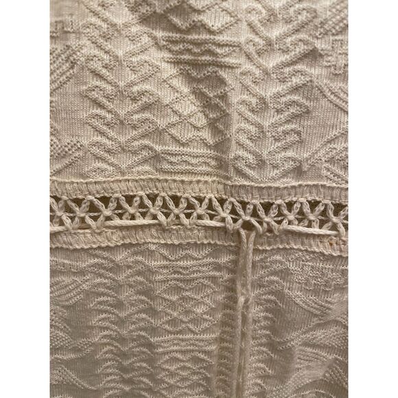 NAZCA Cotton Cream Knit Dress Size L Made in Peru Boho Textured Sleeveless - Picture 4 of 7